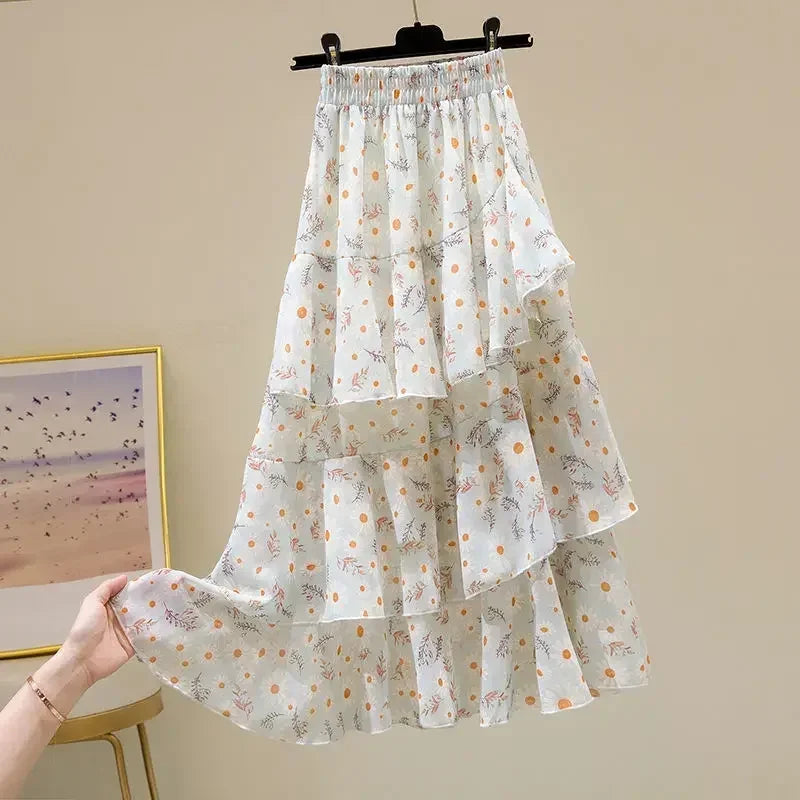 Luxencea™️ Floral Ruffle Soft Elegance Skirt