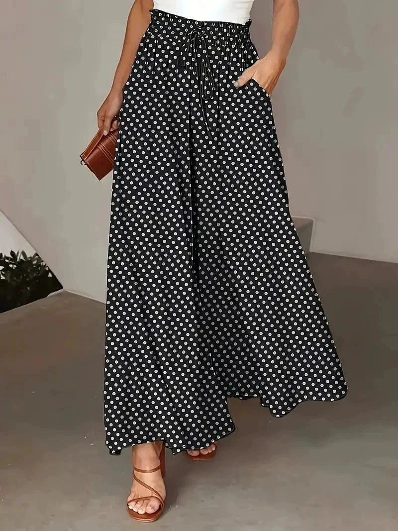 Luxencea™️ Elegant Flowy Polka Dot Maxi Skirt