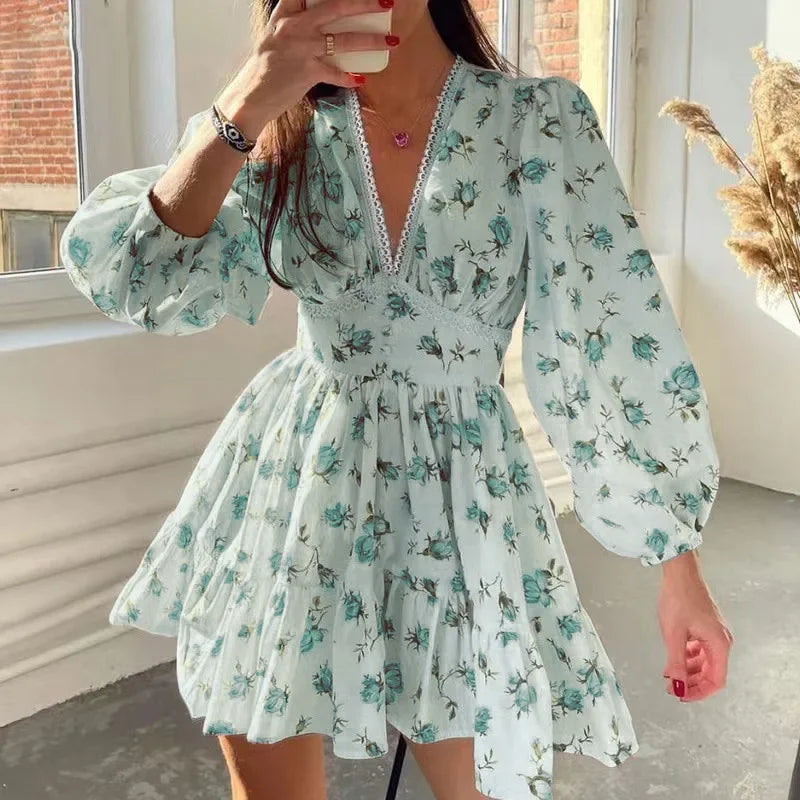 Luxencea™️ Romantic Floral Lace V-Neck Dress