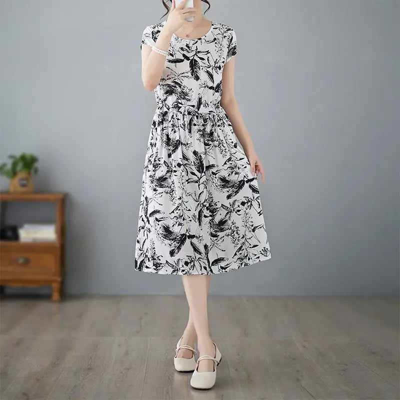 Luxencea™️ Printed Midi Dress Casual Elegance