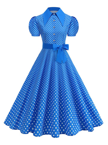 Luxencea™️ Vintage Polka Dot Belted Dress