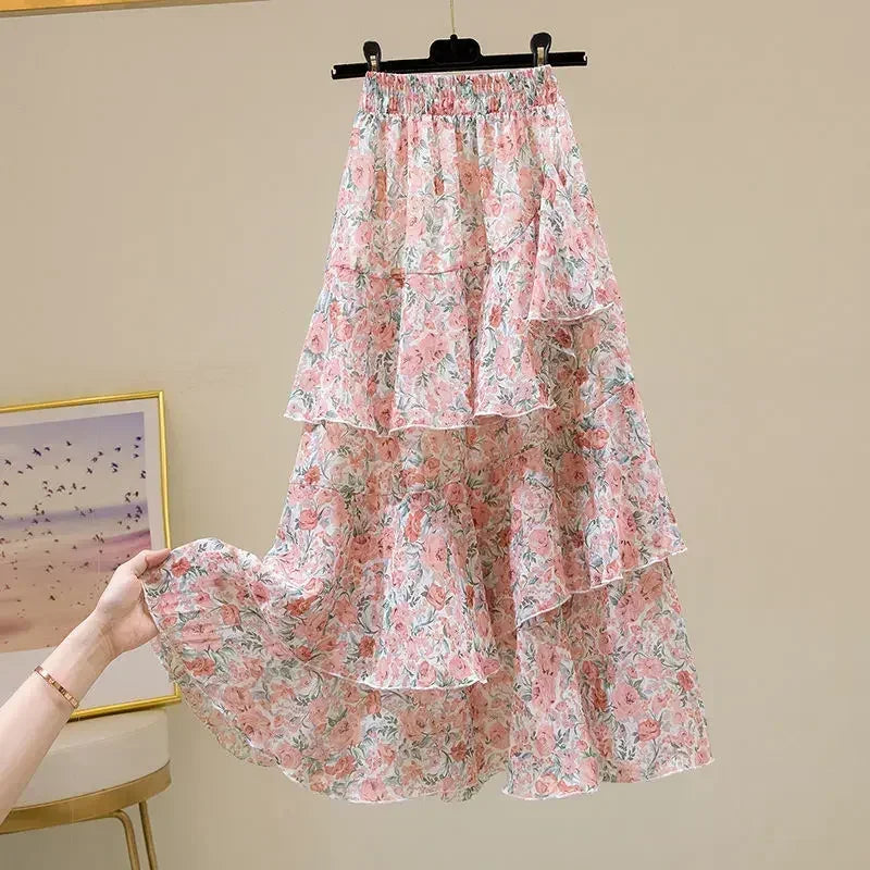 Luxencea™️ Floral Ruffle Soft Elegance Skirt