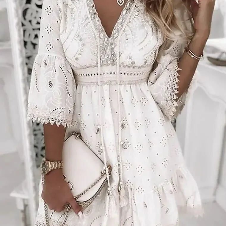 Luxencea™️ Elegant Lace Boho Dress