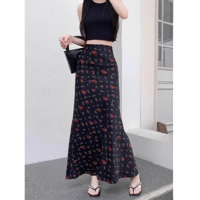 Luxencea™️ Elegant Floral Long Slit Skirt
