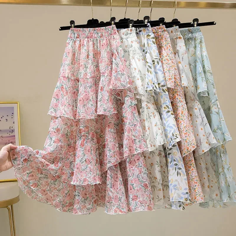 Luxencea™️ Floral Ruffle Soft Elegance Skirt