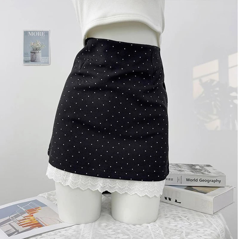 Luxencea™️ Elegant Polka Dot Mini Skirt with Built-in Shorts