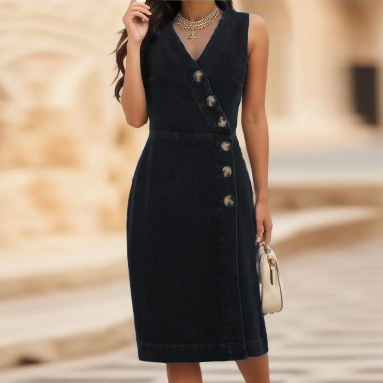 Luxencea™️ Chic Button Elegant Dress