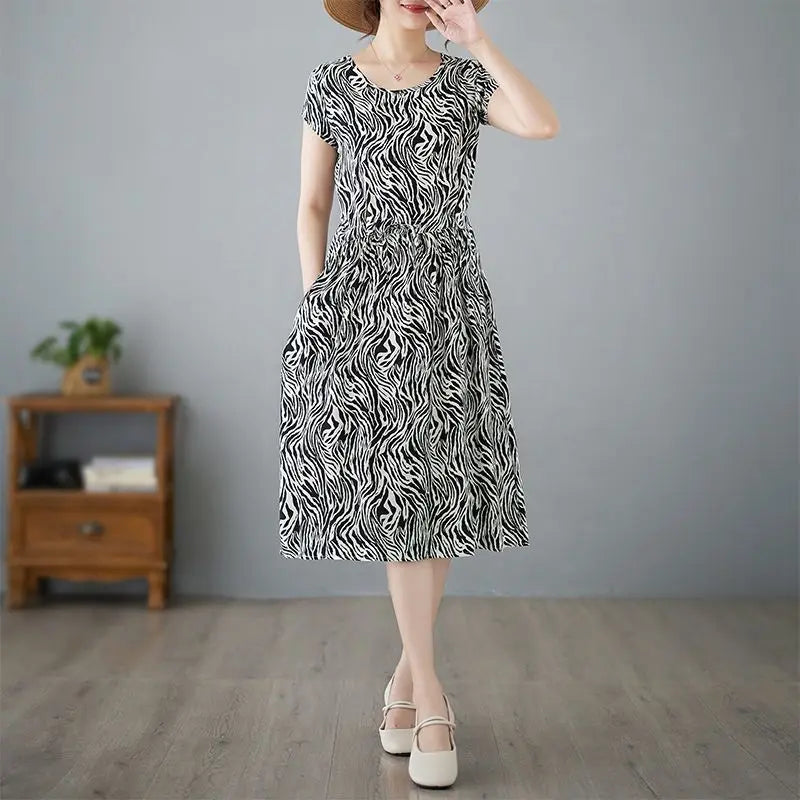 Luxencea™️ Printed Midi Dress Casual Elegance