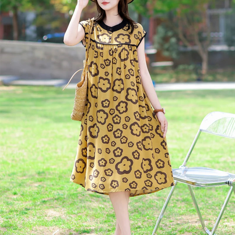 Luxencea™️ Boho Sleeveless Floral Loose Dress