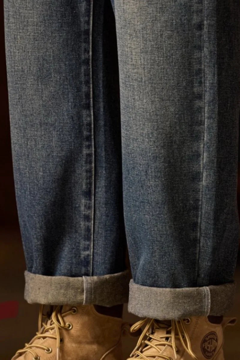 Luxencea™ Men’s Relaxed Elastic-Waist Blue Jeans