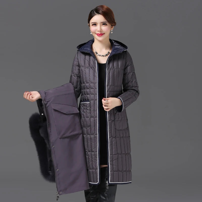 Luxencea™ Detachable Fur Collar Long Down Parka