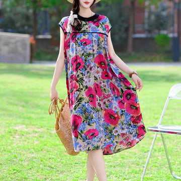 Luxencea™️ Boho Sleeveless Floral Loose Dress