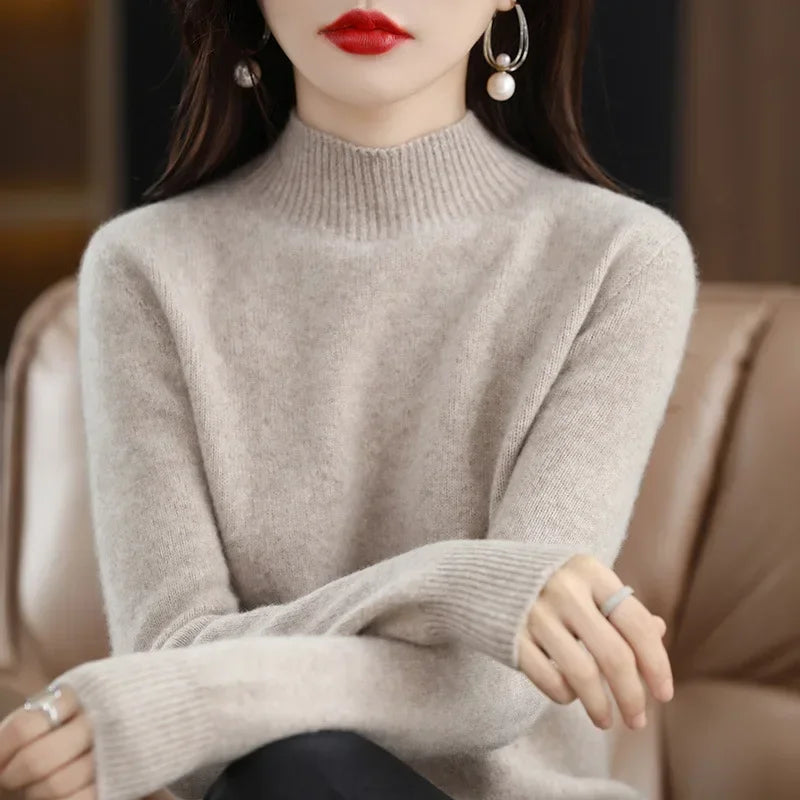 Luxencea™ Korean Half-High Collar Knit Sweater for Women