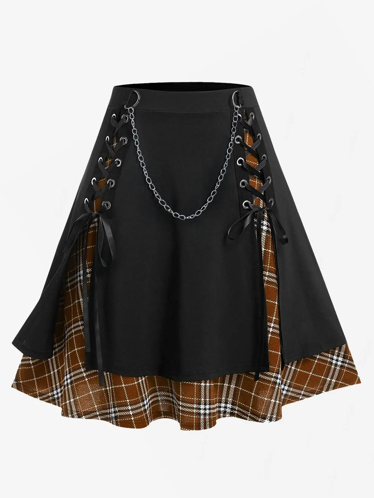 Luxencea™️ Gothic Chic Lace-Up Skirt with Chain