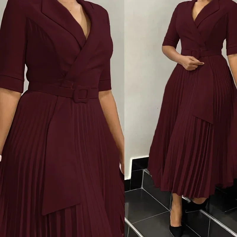 Luxencea™ Elegant Pleated Office Dress for Women