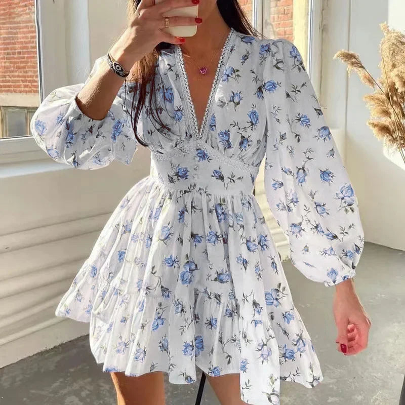 Luxencea™️ Romantic Floral Lace V-Neck Dress