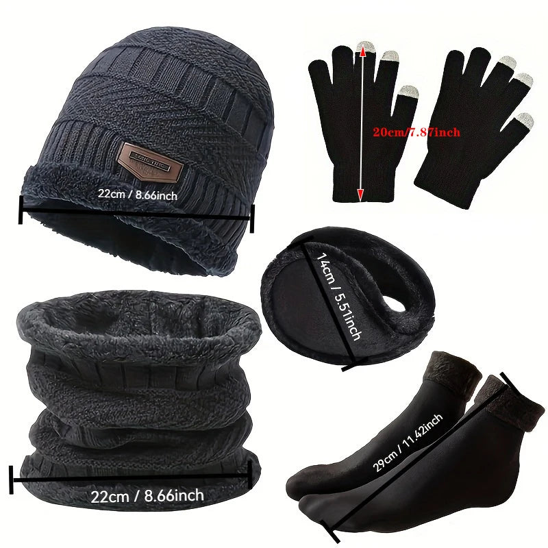 Luxencea™ Men’s Cashmere-Lined Winter Hat Set