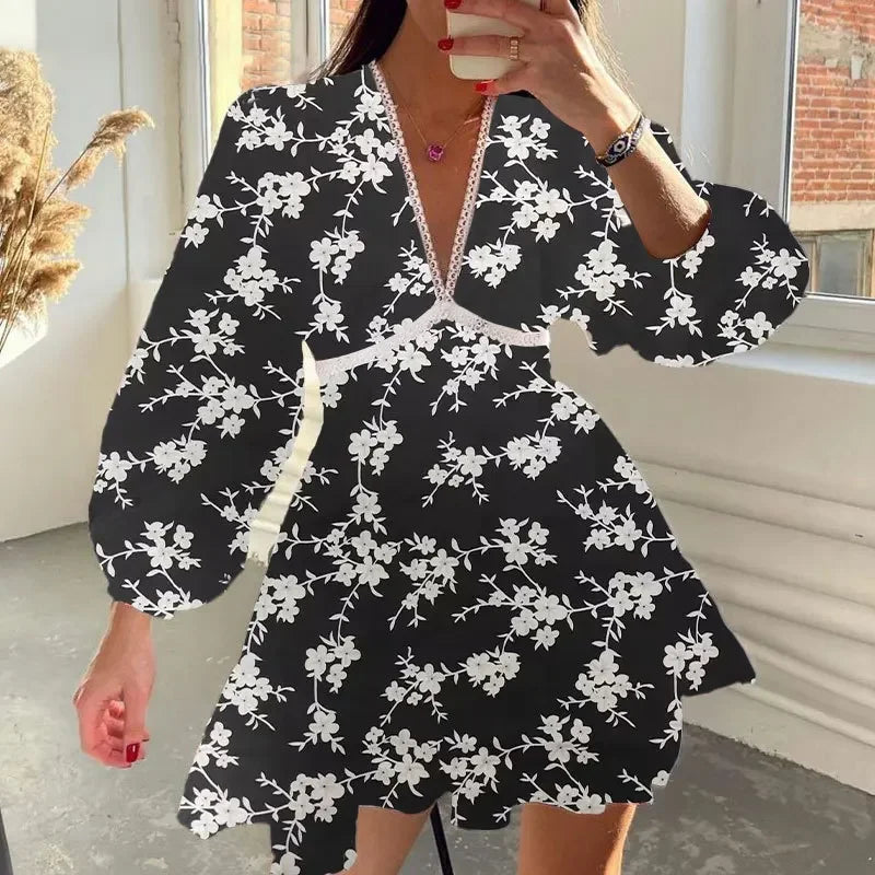 Luxencea™️ Romantic Floral Lace V-Neck Dress