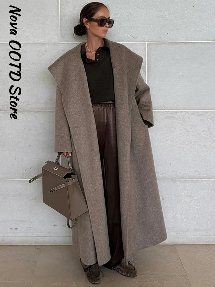 Luxencea™ Elegant Long Wool Winter Coat
