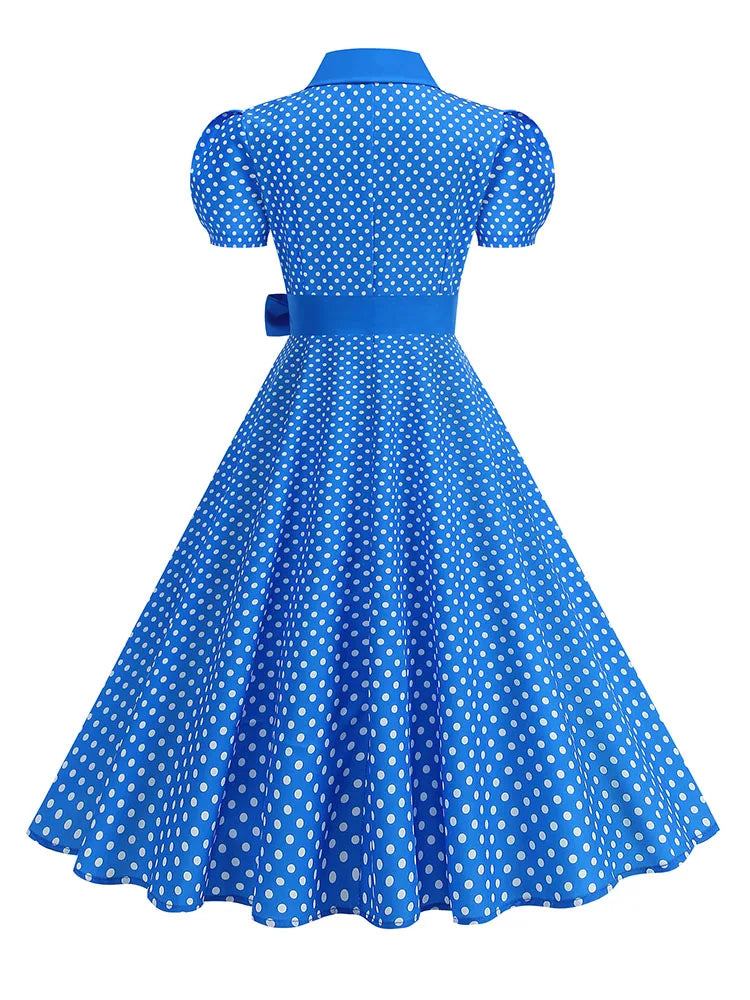 Luxencea™️ Vintage Polka Dot Belted Dress