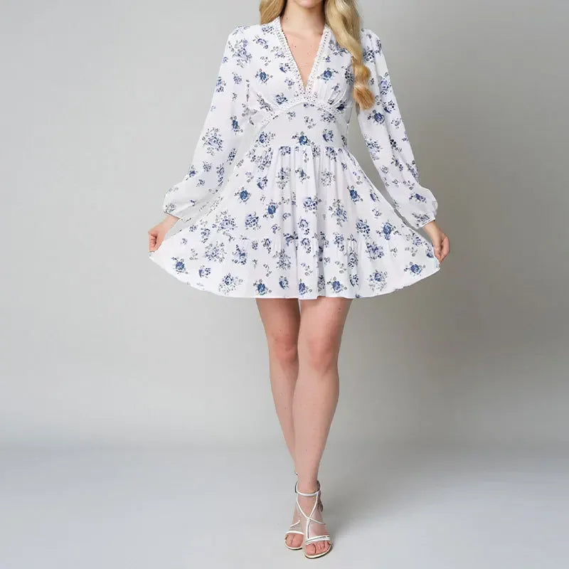 Luxencea™️ Romantic Floral Lace V-Neck Dress
